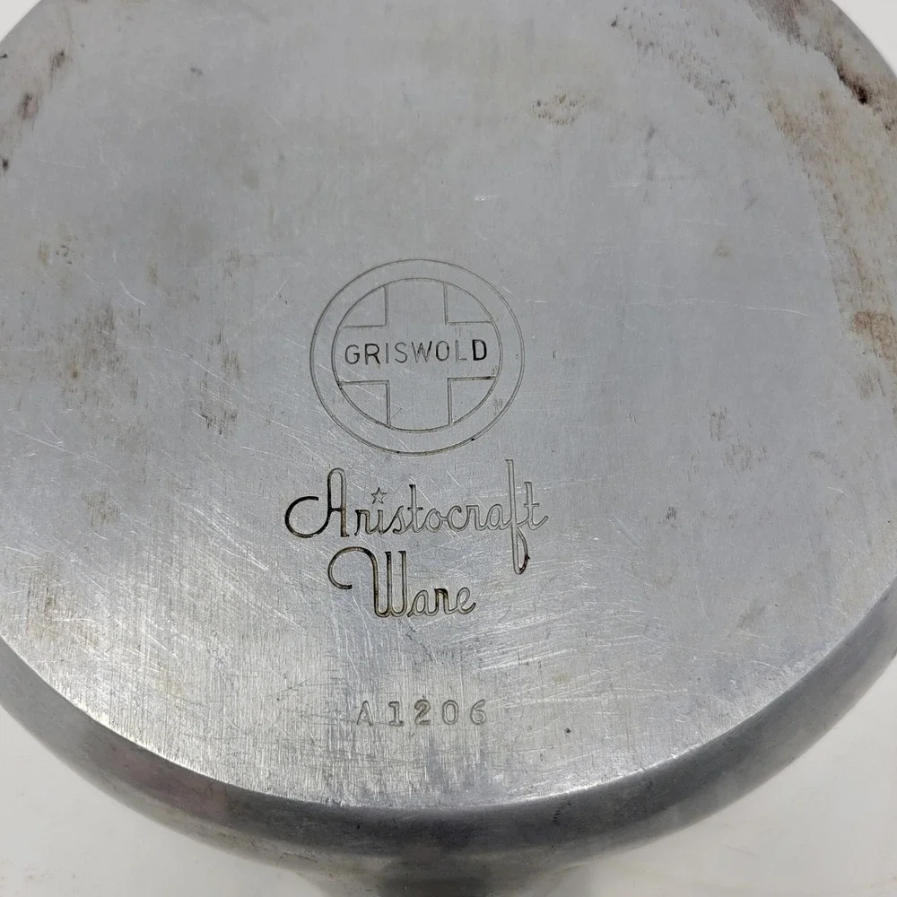 Griswold Aristocraft Ware A1206 Cast Aluminum‎ Skillet Wood Handle Vintage MCM
